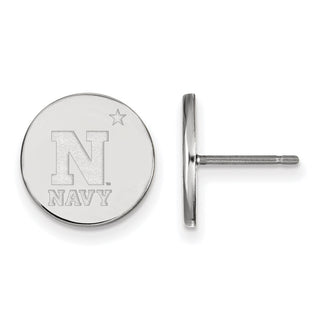 Sterling Silver Rhodium-plated LogoArt US Naval Academy Small Disc Post Earrings