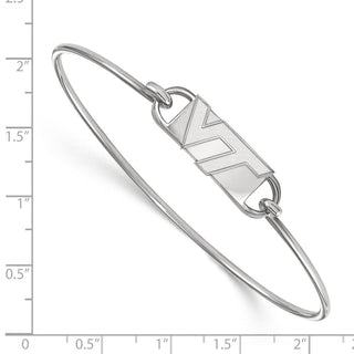 Sterling Silver Rhodium-plated LogoArt Virginia Tech V-T Small Center 7 inch Wire Bangle Bracelet