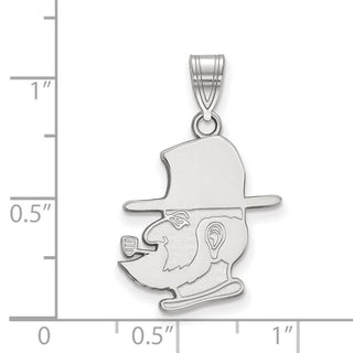 Sterling Silver Rhodium-plated LogoArt Appalachian State University Mountaineer Large Pendant