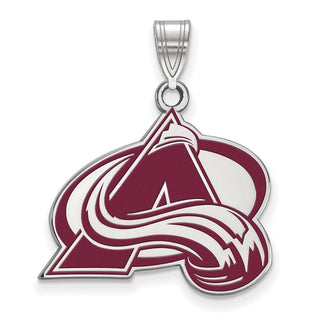 Sterling Silver Rhodium-plated NHL LogoArt Colorado Avalanche Letter A Large Enameled Pendant