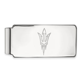 Sterling Silver Rhodium-plated LogoArt Arizona State University Pitchfork Money Clip