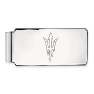 Sterling Silver Rhodium-plated LogoArt Arizona State University Pitchfork Money Clip