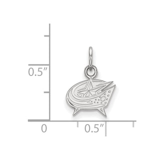 Sterling Silver Rhodium-plated NHL LogoArt Columbus Blue Jackets Extra Small Pendant