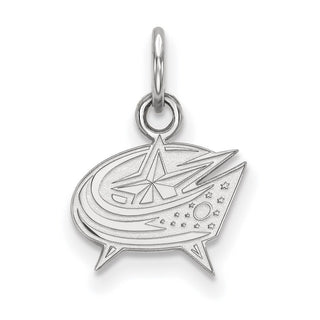 Sterling Silver Rhodium-plated NHL LogoArt Columbus Blue Jackets Extra Small Pendant