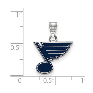 Sterling Silver Rhodium-plated NHL LogoArt St. Louis Blues Small Enameled Pendant