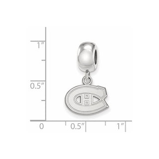 Sterling Silver Rhodium-plated NHL LogoArt Montreal Canadiens Extra Small Dangle Bead Charm