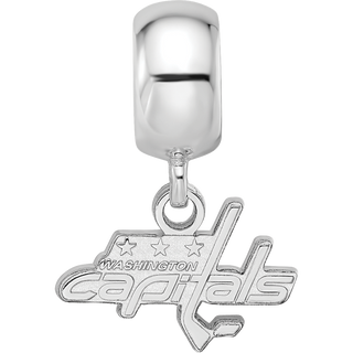 Sterling Silver Rhodium-plated NHL LogoArt Washington Capitals Extra Small Dangle Bead Charm