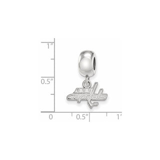 Sterling Silver Rhodium-plated NHL LogoArt Washington Capitals Extra Small Dangle Bead Charm