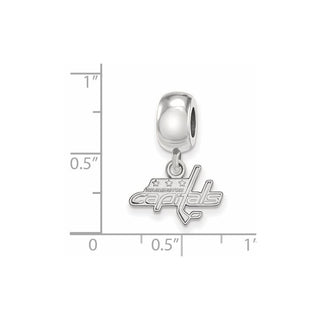Sterling Silver Rhodium-plated NHL LogoArt Washington Capitals Extra Small Dangle Bead Charm