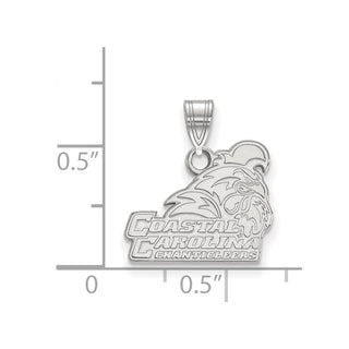 Sterling Silver Rhodium-plated LogoArt Coastal Carolina University Chanticleers Small Pendant