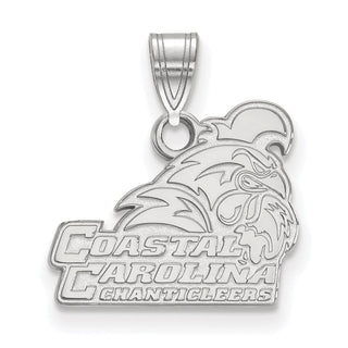 Sterling Silver Rhodium-plated LogoArt Coastal Carolina University Chanticleers Small Pendant
