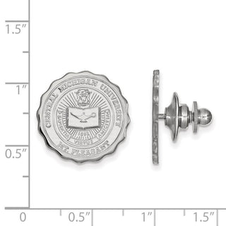 Sterling Silver Rhodium-plated LogoArt Central Michigan University Crest Lapel Pin