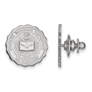 Sterling Silver Rhodium-plated LogoArt Central Michigan University Crest Lapel Pin