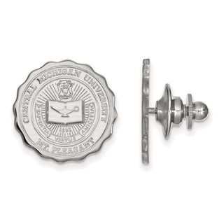 Sterling Silver Rhodium-plated LogoArt Central Michigan University Crest Lapel Pin