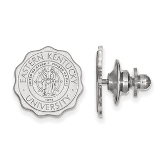 Sterling Silver Rhodium-plated LogoArt Eastern Kentucky University Crest Lapel Pin