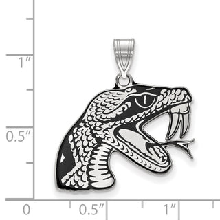 Sterling Silver Rhodium-plated LogoArt Florida A and M University Rattler Large Enameled Pendant