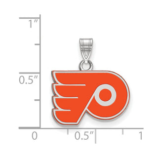 Sterling Silver Rhodium-plated NHL LogoArt Philadelphia Flyers Small Enamel Pendant