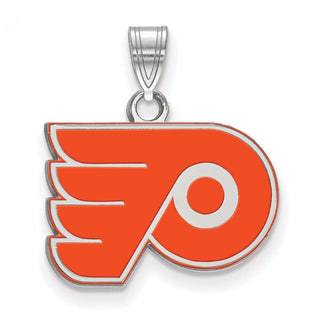 Sterling Silver Rhodium-plated NHL LogoArt Philadelphia Flyers Small Enamel Pendant
