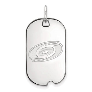 Sterling Silver Rhodium-plated NHL LogoArt Carolina Hurricanes Small Dog Tag Pendant