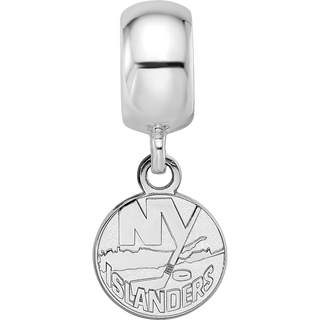 Sterling Silver Rhodium-plated NHL LogoArt New York Islanders Extra Small Dangle Bead Charm