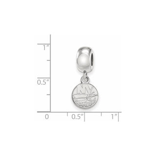Sterling Silver Rhodium-plated NHL LogoArt New York Islanders Extra Small Dangle Bead Charm