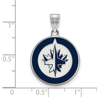 Sterling Silver Rhodium-plated NHL LogoArt Winnipeg Jets Large Enameled Pendant