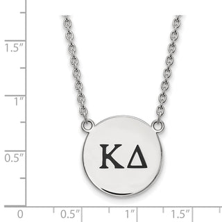 Sterling Silver Rhodium-plated LogoArt Kappa Delta Sorority Greek Letters Large Black Enamel Pendant 18 inch Necklace