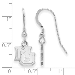 Sterling Silver Rhodium-plated LogoArt Marquette University M-U Extra Small Dangle Wire Earrings