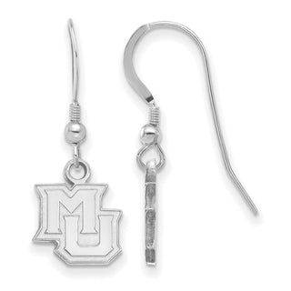 Sterling Silver Rhodium-plated LogoArt Marquette University M-U Extra Small Dangle Wire Earrings