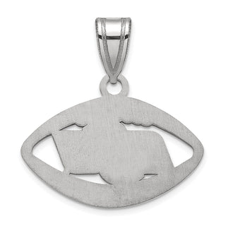 Sterling Silver Rhodium-plated LogoArt Oklahoma State University O-S-U Football Pendant
