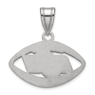 Sterling Silver Rhodium-plated LogoArt Oklahoma State University O-S-U Football Pendant