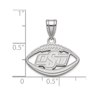 Sterling Silver Rhodium-plated LogoArt Oklahoma State University O-S-U Football Pendant