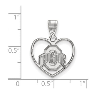 Sterling Silver Rhodium-plated LogoArt The Ohio State University Heart Pendant