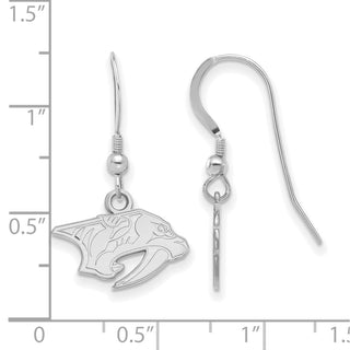 Sterling Silver Rhodium-plated NHL LogoArt Nashville Predators Extra Small Dangle Wire Earrings