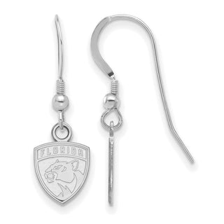 Sterling Silver Rhodium-plated NHL LogoArt Florida Panthers Extra Small Dangle Wire Earrings