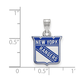 Sterling Silver Rhodium-plated NHL LogoArt New York Rangers Small Enameled Pendant