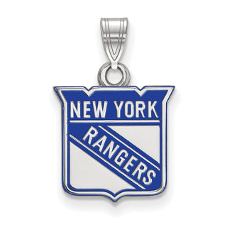 Sterling Silver Rhodium-plated NHL LogoArt New York Rangers Small Enameled Pendant