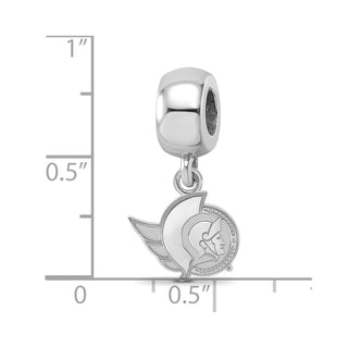 Sterling Silver Rhodium-plated NHL LogoArt Ottawa Senators Extra Small Dangle Bead Charm