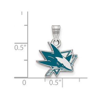 Sterling Silver Rhodium-plated NHL LogoArt San Jose Sharks Small Enamel Pendant