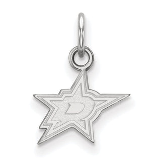 Sterling Silver Rhodium-plated NHL LogoArt Dallas Stars Extra Small Pendant