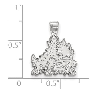 Sterling Silver Rhodium-plated LogoArt Texas Christian University Horned Frog Small Pendant SS017TCU