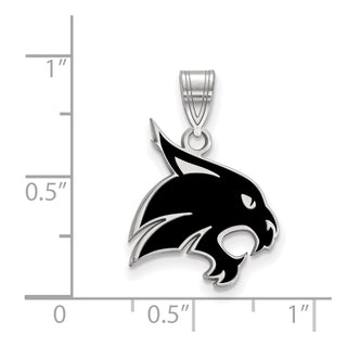 Sterling Silver Rhodium-plated LogoArt Texas State University Bobcat Large Enameled Pendant