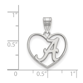 Sterling Silver Rhodium-plated LogoArt University of Alabama Letter A Heart Pendant