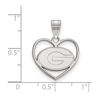 Sterling Silver Rhodium-plated LogoArt University of Georgia Letter G Heart Pendant