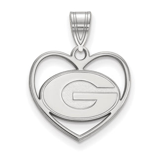 Sterling Silver Rhodium-plated LogoArt University of Georgia Letter G Heart Pendant