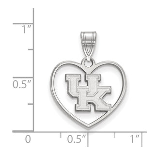 Sterling Silver Rhodium-plated LogoArt University of Kentucky U-K Heart Pendant