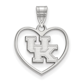 Sterling Silver Rhodium-plated LogoArt University of Kentucky U-K Heart Pendant