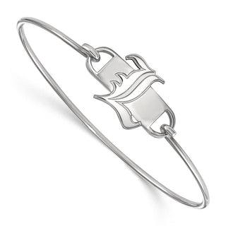 Sterling Silver Rhodium-plated LogoArt University of Louisville Letter L Small Center 7 inch Wire Bangle Bracelet