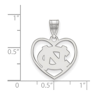Sterling Silver Rhodium-plated LogoArt University of North Carolina N-C Heart Pendant
