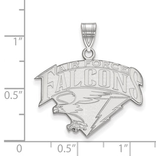 Sterling Silver Rhodium-plated LogoArt United States Air Force Academy Falcons Large Pendant